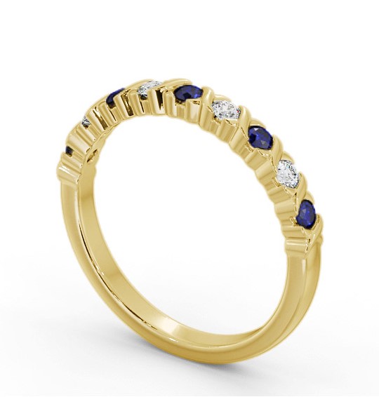 Half Eternity Blue Sapphire and Diamond 0.37ct Ring 9K Yellow Gold GEM107_YG_BS_THUMB1