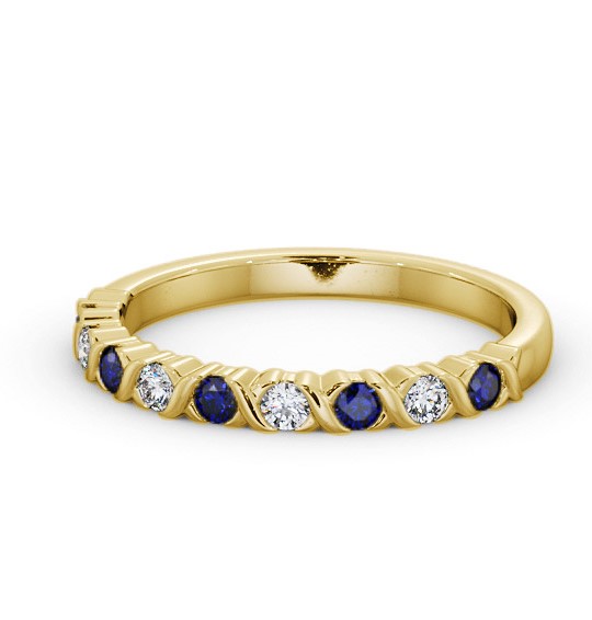 Half Eternity Blue Sapphire and Diamond 0.37ct Ring 9K Yellow Gold GEM107_YG_BS_THUMB2 
