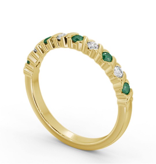 Half Eternity Emerald and Diamond 0.32ct Ring 18K Yellow Gold GEM107_YG_EM_THUMB1