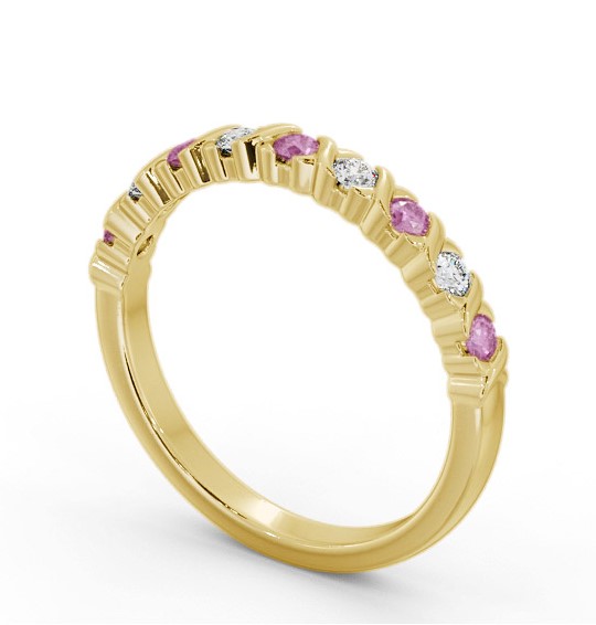 Half Eternity Pink Sapphire and Diamond 0.37ct Ring 18K Yellow Gold GEM107_YG_PS_THUMB1