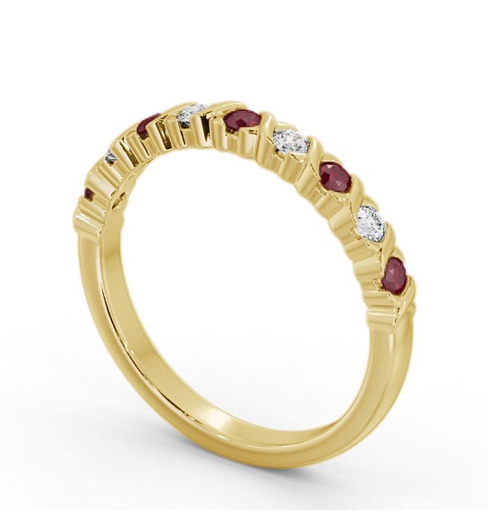 Half Eternity Ruby and Diamond 0.37ct Ring 18K Yellow Gold GEM107_YG_RU_THUMB1