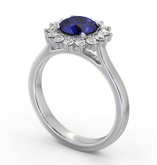 Cluster Blue Sapphire and Diamond 1.80ct Ring 18K White Gold GEM108_WG_BS_THUMB1 