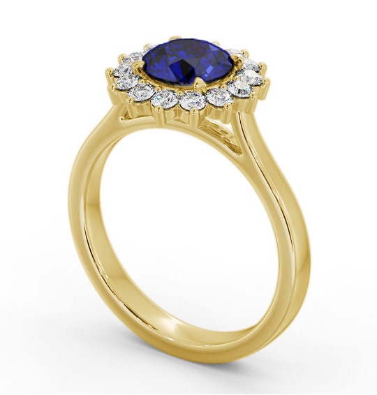 Cluster Blue Sapphire and Diamond 1.80ct Ring 9K Yellow Gold GEM108_YG_BS_THUMB1 