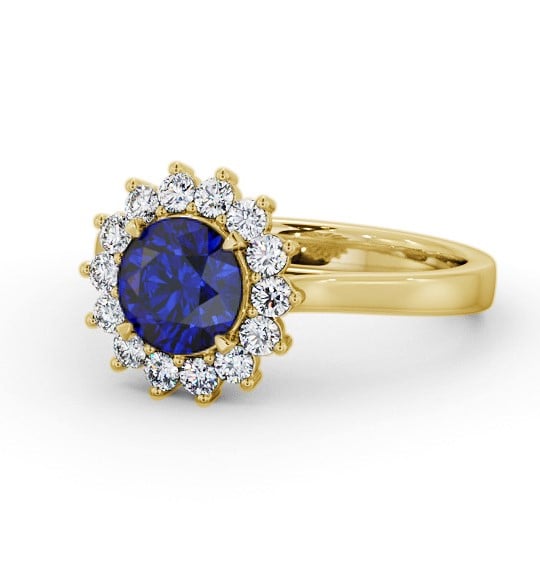 Cluster Blue Sapphire and Diamond 1.80ct Ring 9K Yellow Gold GEM108_YG_BS_THUMB2 