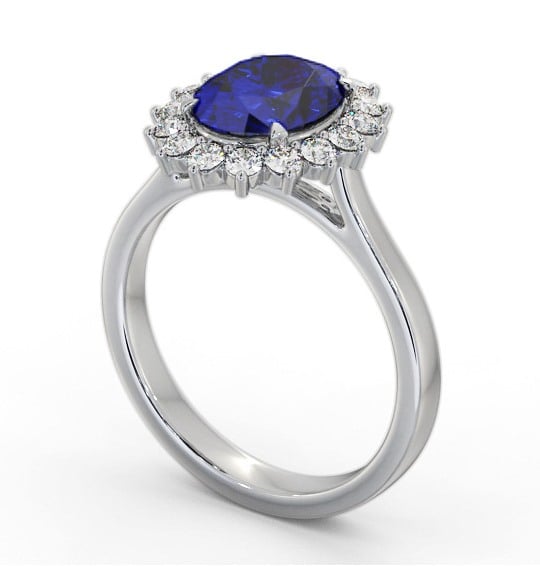 Cluster Blue Sapphire and Diamond 2.50ct Ring 9K White Gold GEM109_WG_BS_THUMB1