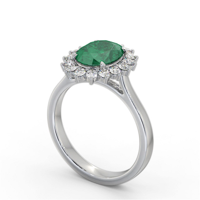 Cluster Emerald and Diamond 2.30ct Ring 18K White Gold - Kinley GEM109_WG_EM_SIDE