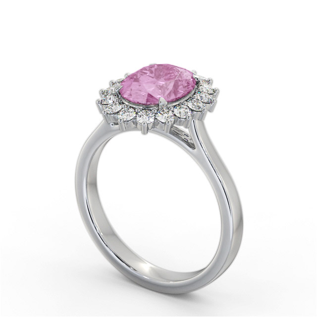 Cluster Pink Sapphire and Diamond 2.50ct Ring 18K White Gold - Kinley GEM109_WG_PS_SIDE