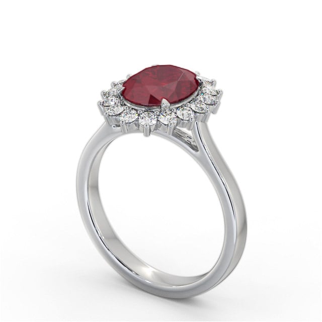 Cluster Ruby and Diamond 2.50ct Ring 18K White Gold - Kinley GEM109_WG_RU_SIDE