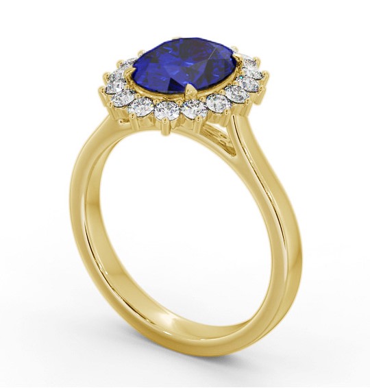 Cluster Blue Sapphire and Diamond 2.50ct Ring 9K Yellow Gold GEM109_YG_BS_THUMB1