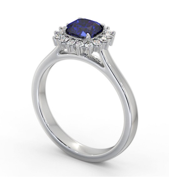 Cluster Blue Sapphire and Diamond 0.90ct Ring 18K White Gold GEM110_WG_BS_THUMB1 
