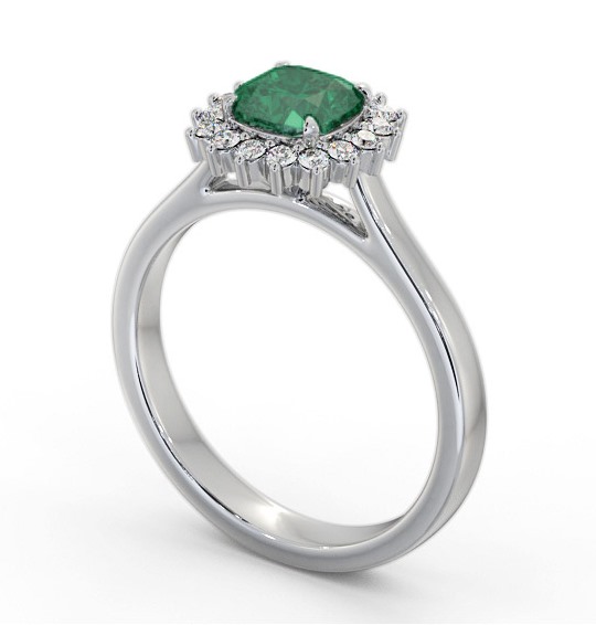 Cluster Emerald and Diamond 0.75ct Ring 18K White Gold GEM110_WG_EM_THUMB1 