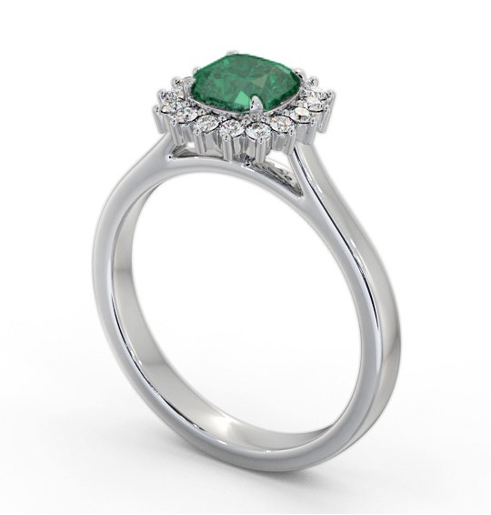 Cluster Emerald and Diamond 0.75ct Ring 18K White Gold GEM110_WG_EM_THUMB1 