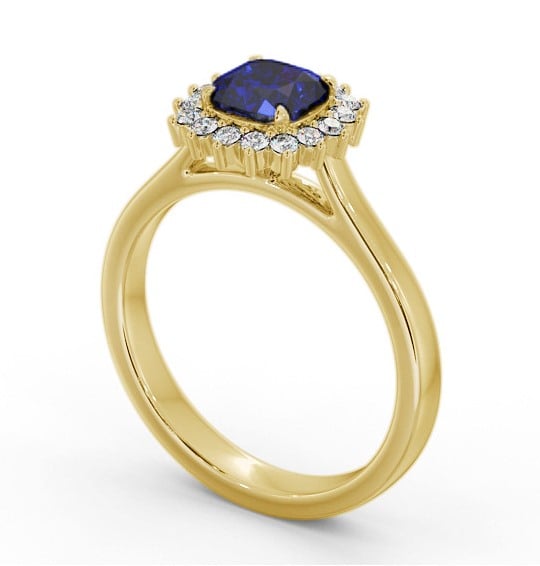 Cluster Blue Sapphire and Diamond 0.90ct Ring 18K Yellow Gold GEM110_YG_BS_THUMB1