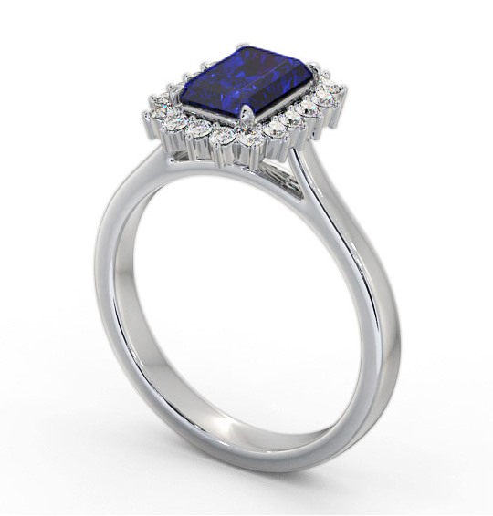 Cluster Blue Sapphire and Diamond 1.45ct Ring 18K White Gold GEM111_WG_BS_THUMB1 