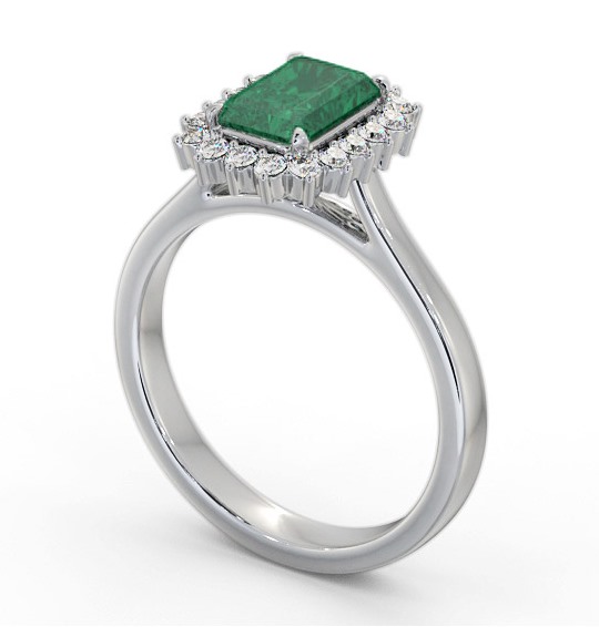 Cluster Emerald and Diamond 1.20ct Ring 18K White Gold GEM111_WG_EM_THUMB1