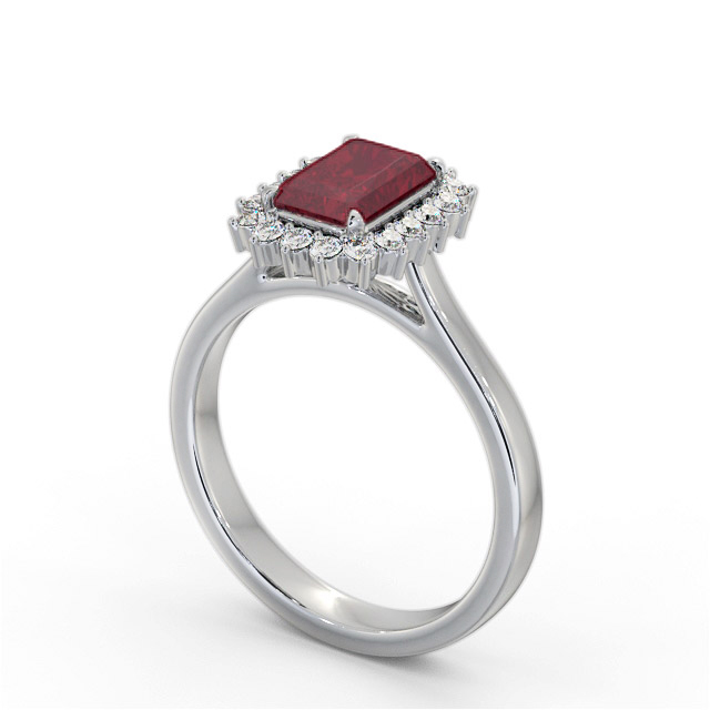 Cluster Ruby and Diamond 1.45ct Ring 18K White Gold - Kamori GEM111_WG_RU_SIDE