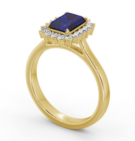 Cluster Blue Sapphire and Diamond 1.45ct Ring 18K Yellow Gold GEM111_YG_BS_THUMB1 