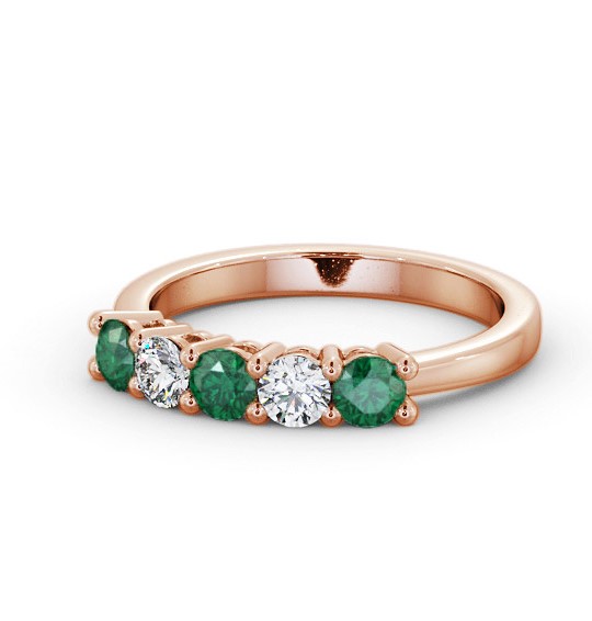 Five Stone Emerald and Diamond 0.85ct Ring 9K Rose Gold GEM112_RG_EM_THUMB2 