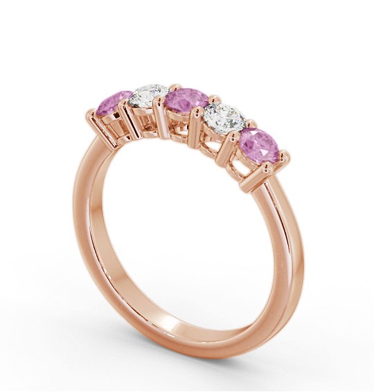 Five Stone Pink Sapphire and Diamond 0.94ct Ring 18K Rose Gold GEM112_RG_PS_THUMB1 