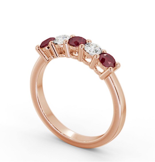 Five Stone Ruby and Diamond 0.94ct Ring 18K Rose Gold GEM112_RG_RU_THUMB1 