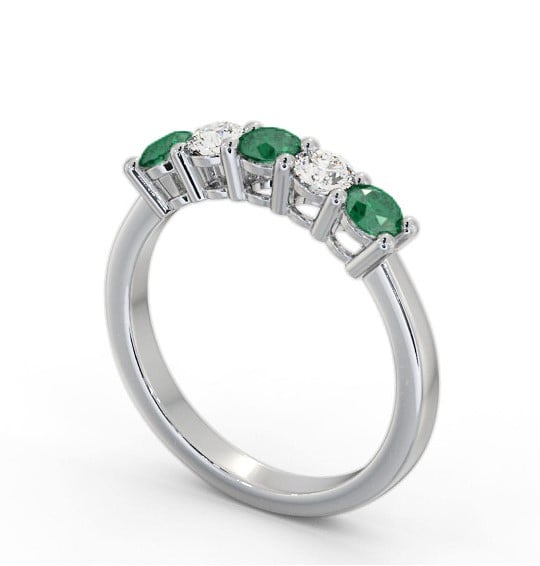 Five Stone Emerald and Diamond 0.85ct Ring Palladium GEM112_WG_EM_THUMB1