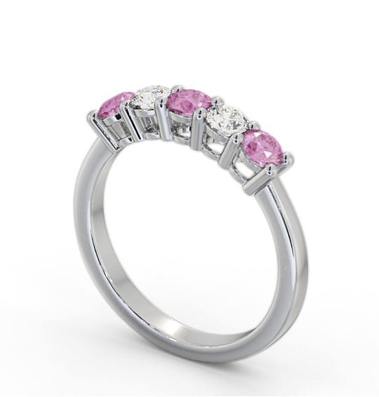  Five Stone Pink Sapphire and Diamond 0.94ct Ring 18K White Gold - Brinley GEM112_WG_PS_THUMB1 