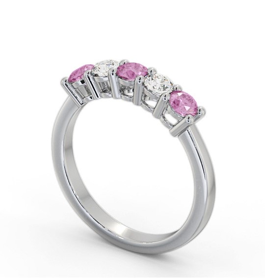 Five Stone Pink Sapphire and Diamond 0.94ct Ring 9K White Gold GEM112_WG_PS_THUMB1