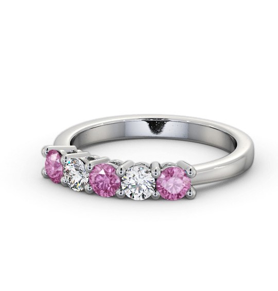  Five Stone Pink Sapphire and Diamond 0.94ct Ring 18K White Gold - Brinley GEM112_WG_PS_THUMB2 
