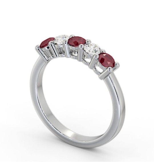 Five Stone Ruby and Diamond 0.94ct Ring 9K White Gold GEM112_WG_RU_THUMB1