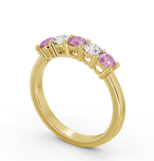 Five Stone Pink Sapphire and Diamond 0.94ct Ring 9K Yellow Gold GEM112_YG_PS_THUMB1