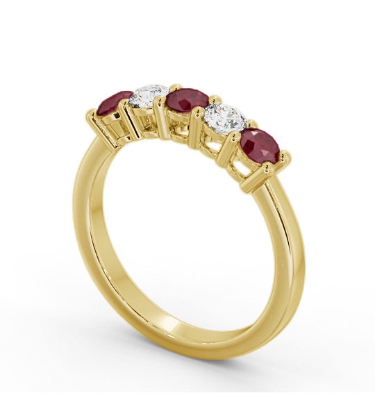 Five Stone Ruby and Diamond 0.94ct Ring 18K Yellow Gold GEM112_YG_RU_THUMB1 