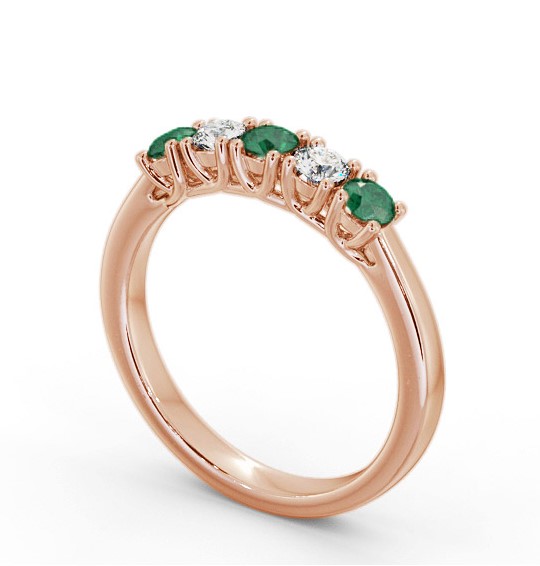 Five Stone Emerald and Diamond 0.56ct Ring 18K Rose Gold GEM113_RG_EM_THUMB1 