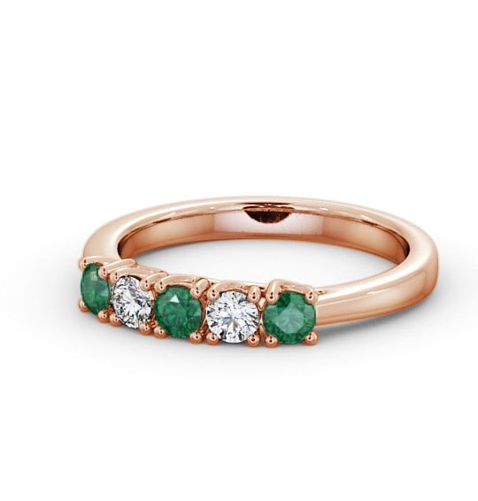 Five Stone Emerald and Diamond 0.56ct Ring 18K Rose Gold GEM113_RG_EM_THUMB2 
