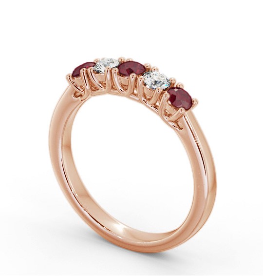 Five Stone Ruby and Diamond 0.65ct Ring 18K Rose Gold GEM113_RG_RU_THUMB1