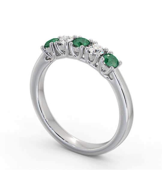  Five Stone Emerald and Diamond 0.56ct Ring 18K White Gold - Kamori GEM113_WG_EM_THUMB1 