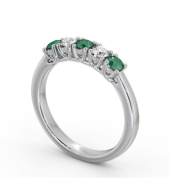 Five Stone Emerald and Diamond 0.56ct Ring 18K White Gold GEM113_WG_EM_THUMB1