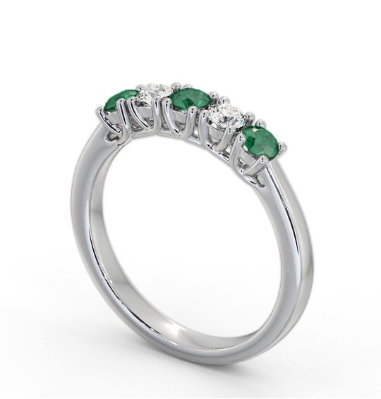 Five Stone Emerald and Diamond 0.56ct Ring Platinum GEM113_WG_EM_THUMB1 