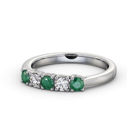 Five Stone Emerald and Diamond 0.56ct Ring Platinum GEM113_WG_EM_THUMB2 
