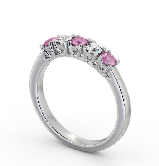  Five Stone Pink Sapphire and Diamond 0.65ct Ring 18K White Gold - Kamori GEM113_WG_PS_THUMB1 