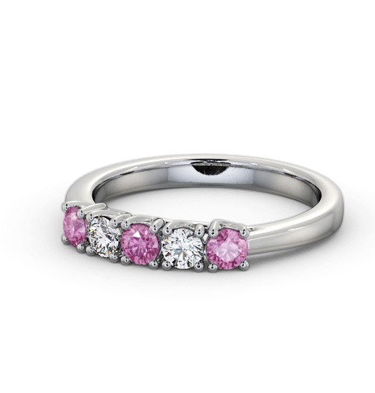  Five Stone Pink Sapphire and Diamond 0.65ct Ring 18K White Gold - Kamori GEM113_WG_PS_THUMB2 