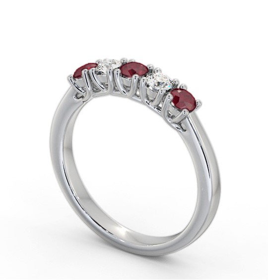 Five Stone Ruby and Diamond 0.65ct Ring Palladium GEM113_WG_RU_THUMB1