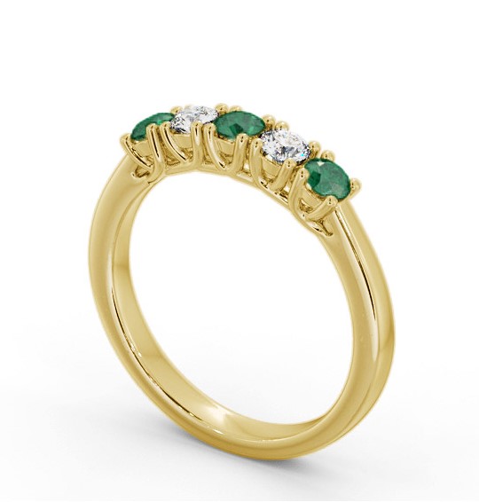 Five Stone Emerald and Diamond 0.56ct Ring 9K Yellow Gold GEM113_YG_EM_THUMB1