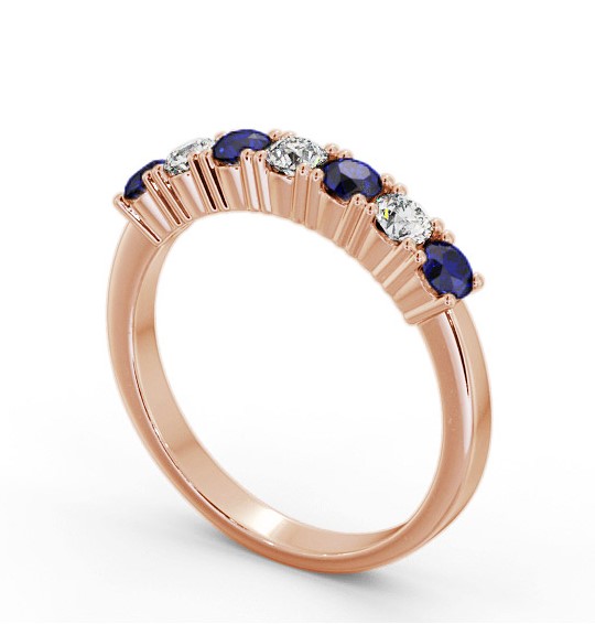 Seven Stone Blue Sapphire and Diamond 0.72ct Ring 9K Rose Gold GEM114_RG_BS_THUMB1