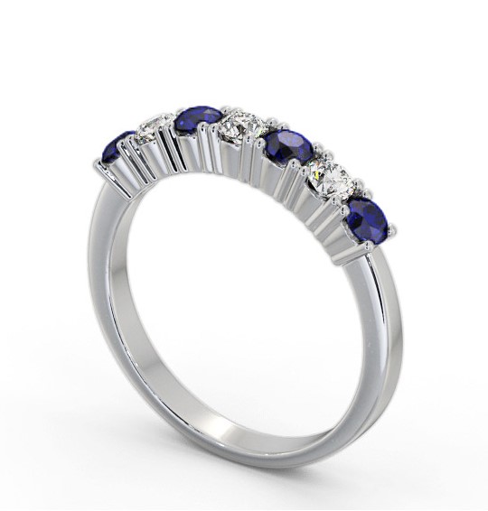 Seven Stone Blue Sapphire and Diamond 0.72ct Ring Platinum GEM114_WG_BS_THUMB1