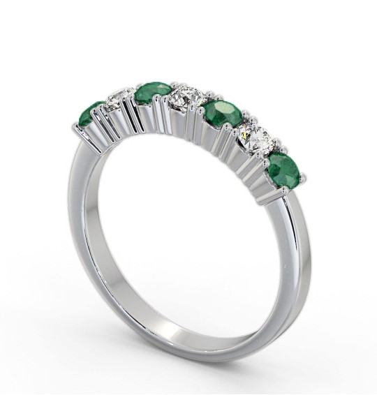 Seven Stone Emerald and Diamond 0.64ct Ring 18K White Gold GEM114_WG_EM_THUMB1