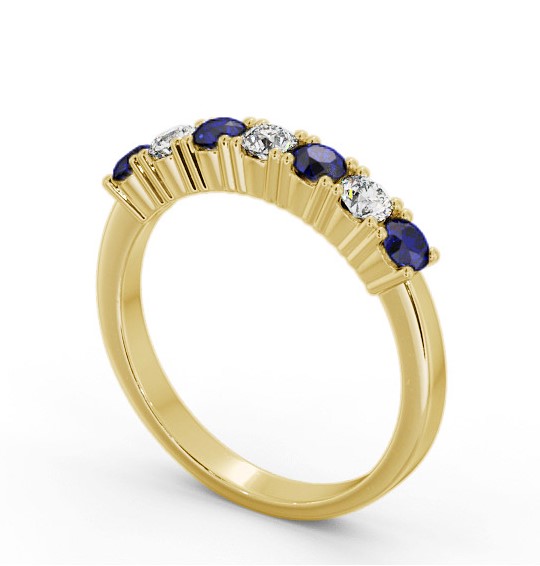 Seven Stone Blue Sapphire and Diamond 0.72ct Ring 9K Yellow Gold GEM114_YG_BS_THUMB1 