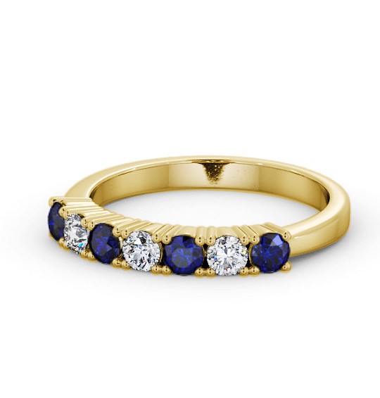Seven Stone Blue Sapphire and Diamond 0.72ct Ring 9K Yellow Gold GEM114_YG_BS_THUMB2 