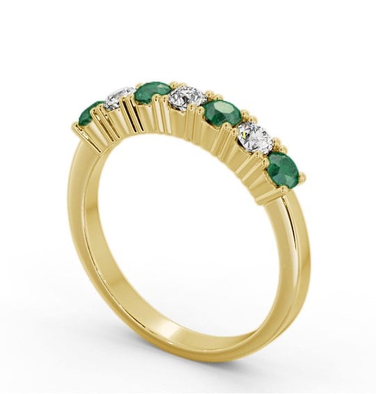 Seven Stone Emerald and Diamond 0.64ct Ring 18K Yellow Gold GEM114_YG_EM_THUMB1 