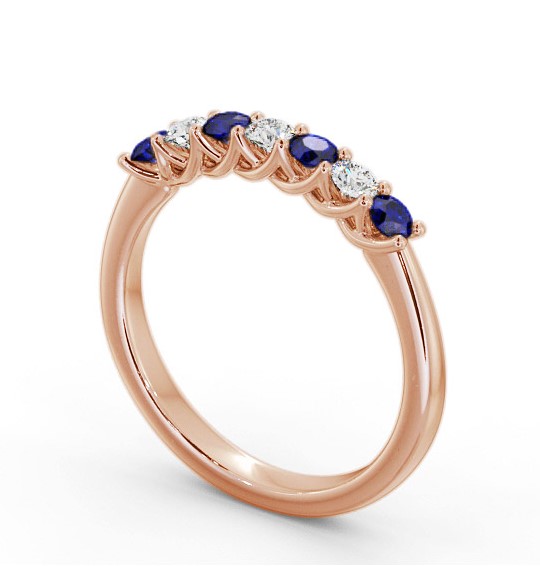 Seven Stone Blue Sapphire and Diamond 0.54ct Ring 9K Rose Gold GEM115_RG_BS_THUMB1