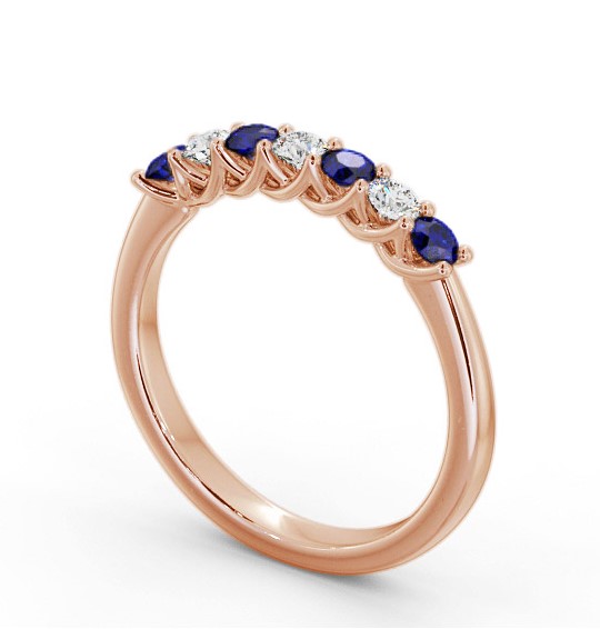 Seven Stone Blue Sapphire and Diamond 0.54ct Ring 18K Rose Gold GEM115_RG_BS_THUMB1 